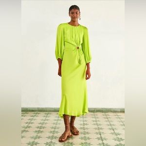 FARM Rio Lime Piping Midi Dress
